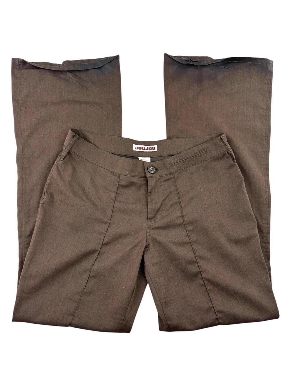 Jou Jou Vintage 90s Mid Rise Brown Flared Trousers Y2K Grunge Coquette